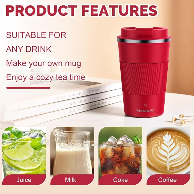 MOMSIV 12oz Travel Coffee Mug, Insulated Coffee Cup - Image 4