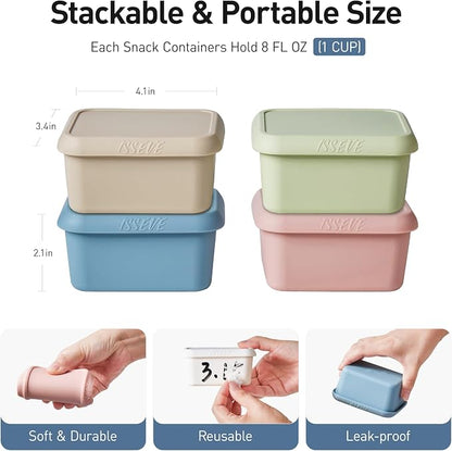 ISSEVE 4Pack 8oz Silicone Snack Containers - Image 2