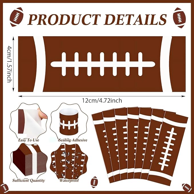 FoldTier 300 Pcs Football Paper Napkin Rings Bulk Disposable Sports Napkin - Image 2