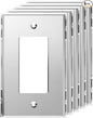 LIDER Reflective Acrylic Decorator Wall Plate, Mirrored Light Switch Plate, Plexiglass Outlet Cover, Acrylic Glass, Oversized 1-Gang 5.25" x 3.44", LWP-31O-ASV5P, Silver, 5 Pack