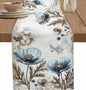 Vintage Tulip Flowers Table Runners 108 Inches Long, Cotton Linen Fabric Table by Edwiinsa