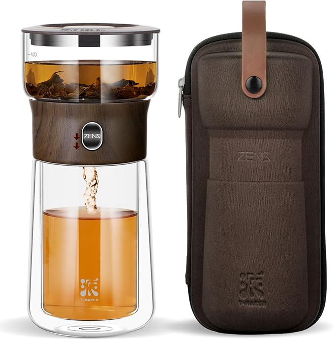 ZENS Glass Infuser Teapot, One Touch Tea Maker by ZENSLIFESTYLE