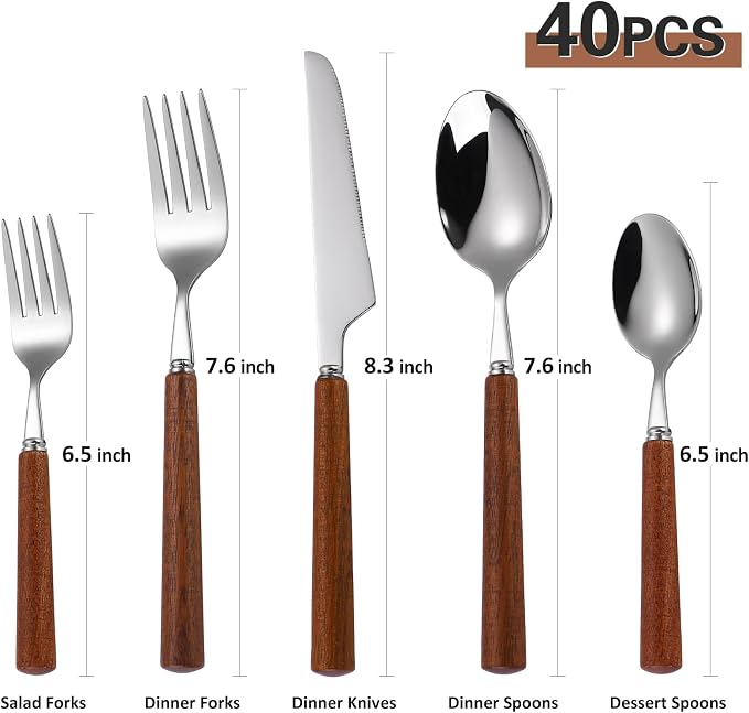 Silverware Set, 20 Piece Mirror Flatware Set 18/8 Stainless Steel Eating - Image 2