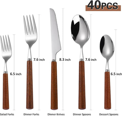 Silverware Set, 20 Piece Mirror Flatware Set 18/8 Stainless Steel Eating - Image 2