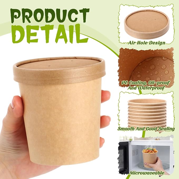 Fulmoon 100 Pack Paper Soup Containers - Image 3