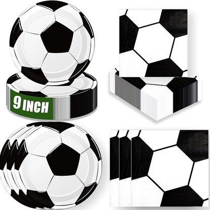 40 Pcs Soccer Plates and Napkins Party Supplies, 9-inch Disposable Soccer by ZJJZOAA