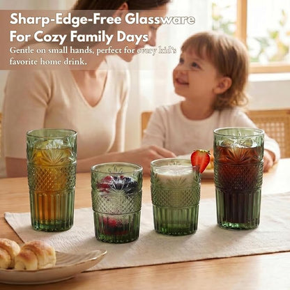 Green Drinking Glasses Set of 12, 12 Oz Highball & 10 Oz Cocktail Glasses - Image 5