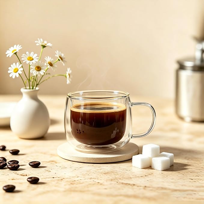 CNGLASS 8.5oz Double Walled Glass Coffee Mugs - Image 6