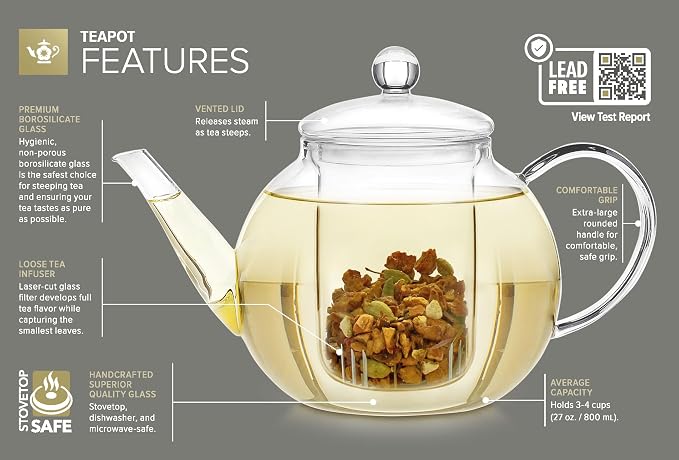 Teabloom Stovetop & Microwave Safe Glass Teapot - Image 4