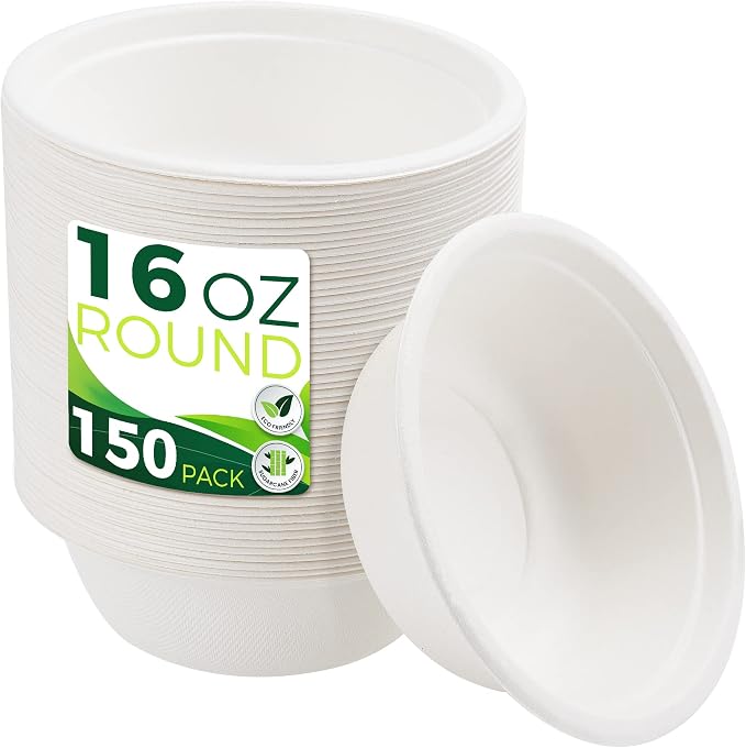 Paper Bowls 16 oz, Heavy Duty Disposable Bowls Perfect by Birchio