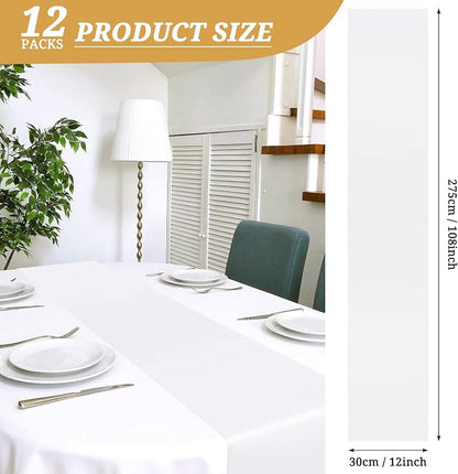 12 Pack White Satin Table Runner 12 x 108 Inch Long Premium Table Runners - Image 2