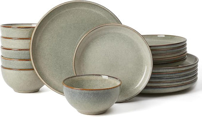 Stoneware Dinnerware Sets for 6, 18 Pieces Ceramic Plates and Bowls Sets - Image 9