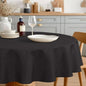 JIUZHEN Round Tablecloth Linen Textured Wrinkle Stain Resistant Farmhouse Table Cloth Decorative Fabric for Kitchen, Dining, Party, Wedding,Outdoor Use,80 Inch Round,Black