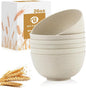 Soup Bowls 26oz, Wheat Straw Bowls Set of 6, Unbreakable Cereal & Popcorn Bowls, Microwave & Dishwasher Safe Prep Bowl for Outdoor, Picnic, Hiking, Beach - Beige
