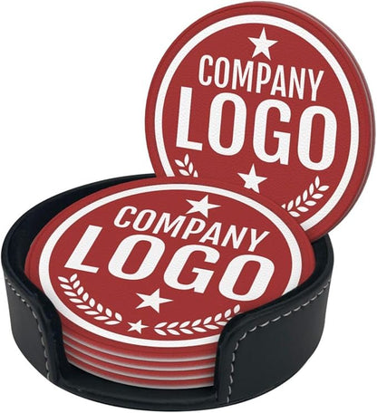 Custom Leather Coasters with Logo - Image 2