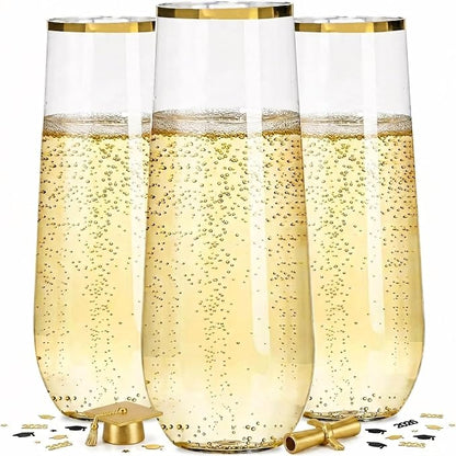 Ciaell 24 Pack Gold Plastic Champagne Flutes by Ciaell