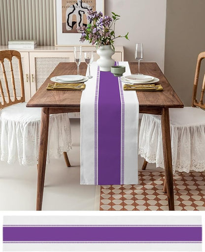 Purple Table Runners 72 inches Long, Modern Stripes Table Runner Farmhouse - Image 3