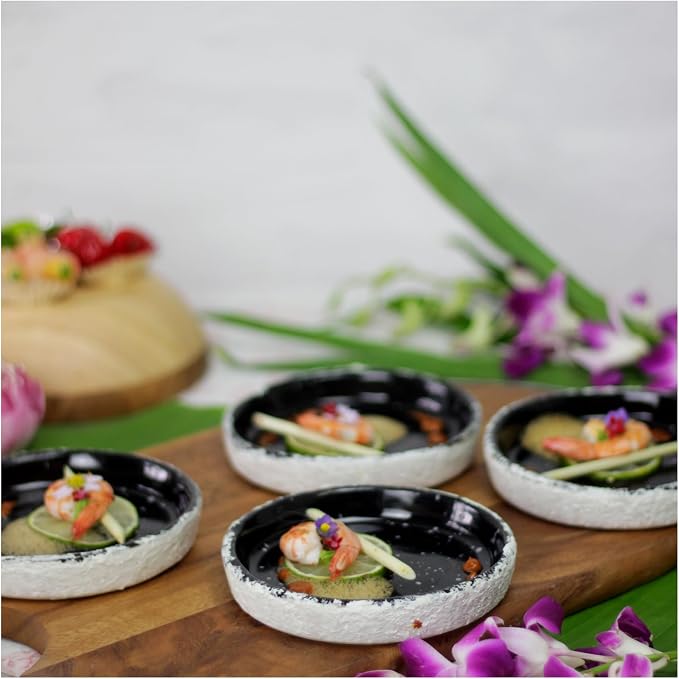 Ceramic Tableware, Rustic White and Glossy Jet-Black Speckled, Hand Glazed - Image 2