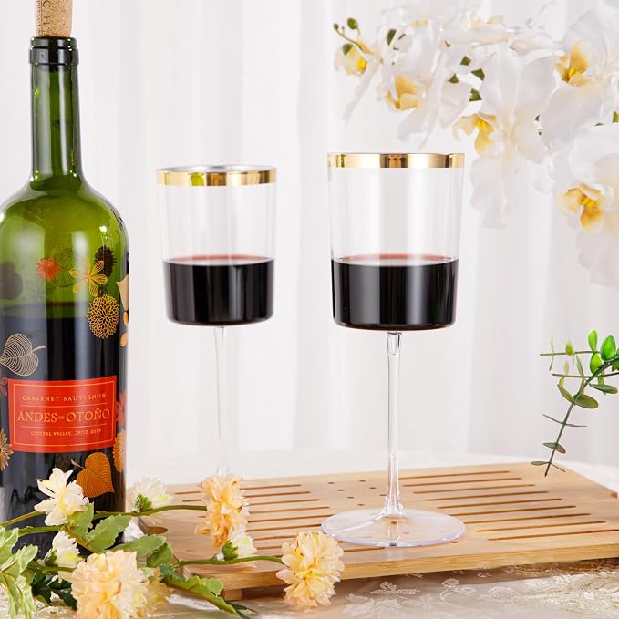 Ciaell 12 Pack Gold Plastic Wine Glasses - Image 3