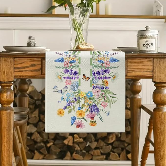 Spring Floral Table Runner Decorations, Calendula and Lavender Farmhouse Table - Image 8