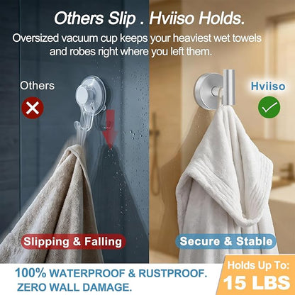Suction Cup Hooks for Shower, No Drill Towel Hooks for Bathrooms | Shower Hooks - Image 3