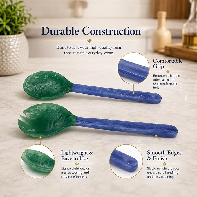 Salad Servers, Resin Salad Tongs, Long Handle Salad Server Set - Image 7