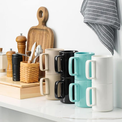 E-liu Large 15 Ounces Porcelain Coffee Mug Tea Mugs Set of 6 | Cups - Image 4