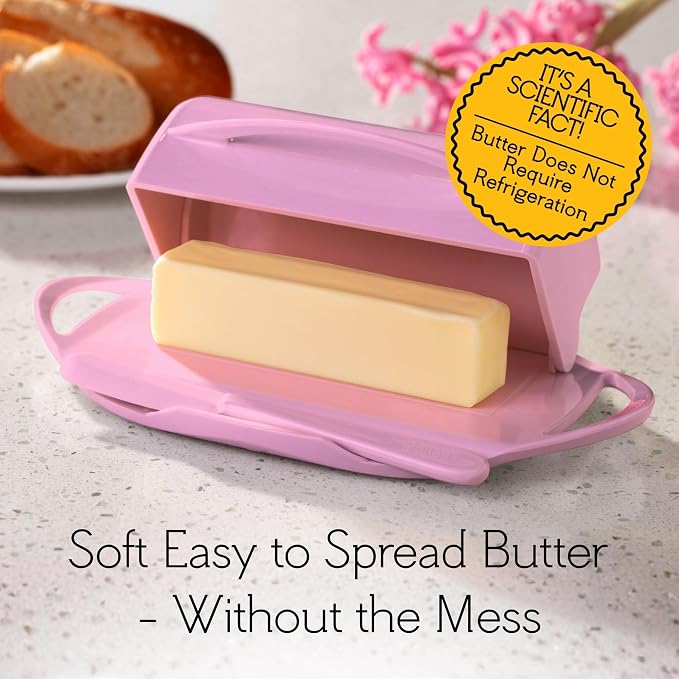 Flip Top Butter Dish with Attached Lid & Matching Knife - Image 5