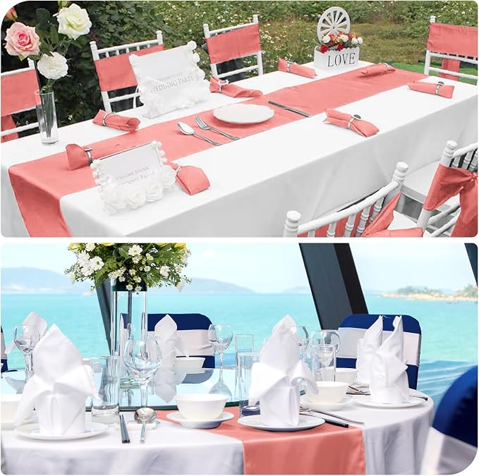 12 Pack Coral Satin Table Runner 12 x 108 Inch Long Premium Table Runners - Image 6