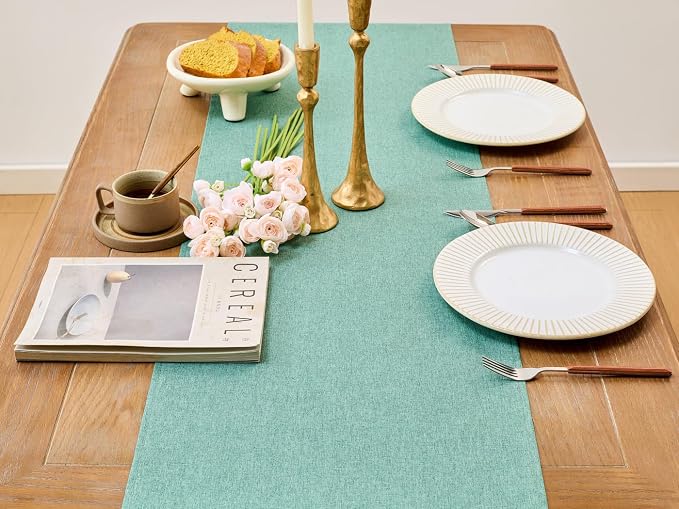 YATOJUZI Sage Green Table Runner Seasonal Sage Green Kitchen Dining Coffee - Image 2