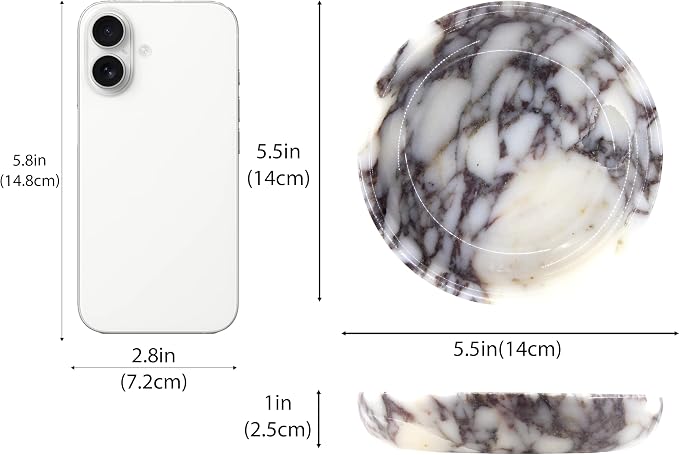Small Natural Marble Jewelry Tray Key Plate Holder Dish Trinket Decor Catch All - Image 2