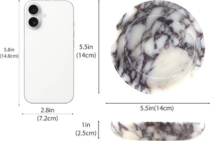 Small Natural Marble Jewelry Tray Key Plate Holder Dish Trinket Decor Catch All - Image 2