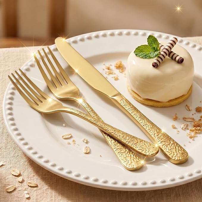 20 Piece Gold Silverware Set, Stainless Steel Silverware Set - Image 3