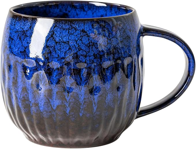 Ocean Surge Ceramic Coffee Mug - 21 oz Unique Reactive Glaze Coffee Cup by XIYUANJI