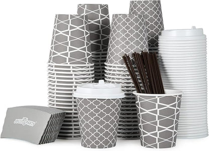 JOLLY PARTY 10 oz Paper Coffee Cups, Disposable Coffee Cups by JOLLYPARTY