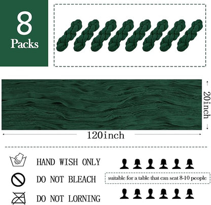 8 Pack Emerald Green Cheesecloth Table Runner 20 x 120 inch Gauze Table Runners - Image 2