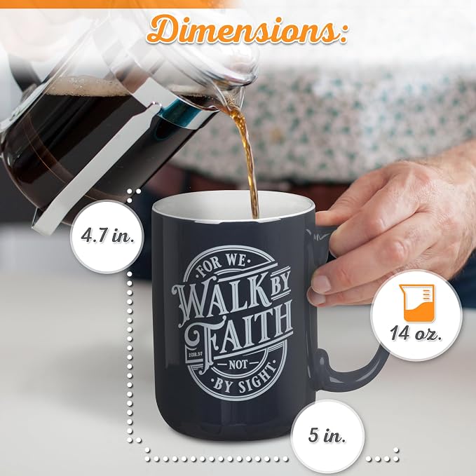 Christian Art Gifts Walk by Faith Scripture Coffee Mug, Inspirational Bible - Image 2