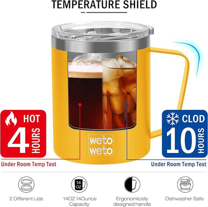 WETOWETO 14 oz Coffee Mug, Vacuum Insulated Camping Mug - Image 4