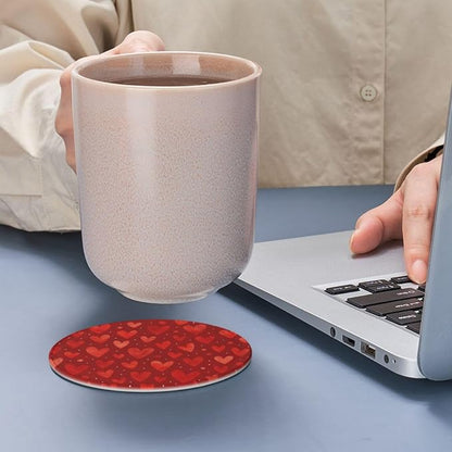 Romantic Watercolor Red Heart Dots Coasters - Image 6