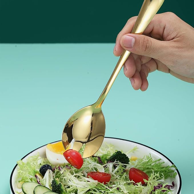 Gold Salad Server Set, Berglander Stainless Steel Salad Serving Set - Image 8