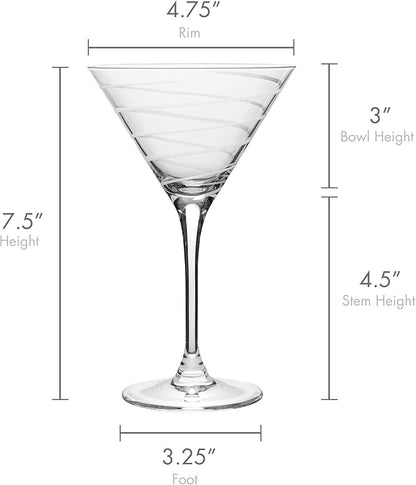 Mikasa Cheers 10-Ounce Martini Glasses, Fun Etched Designs, Durable Clear Glass - Image 3