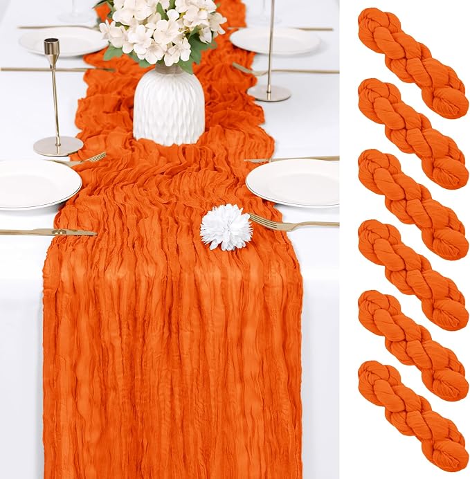 6 Pack Orange Cheesecloth Table Runner 17x108 Inch Semi Sheer Boho Gauze Cheese by Unknown