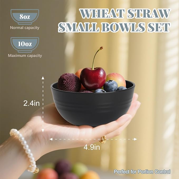 Wheat Straw Small Bowl Set of 8, Unbreakable Dessert Bowl - 10 OZ - Image 2