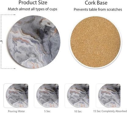 Set of 6 Abstract Dark Blue Marble Coasters - Image 4