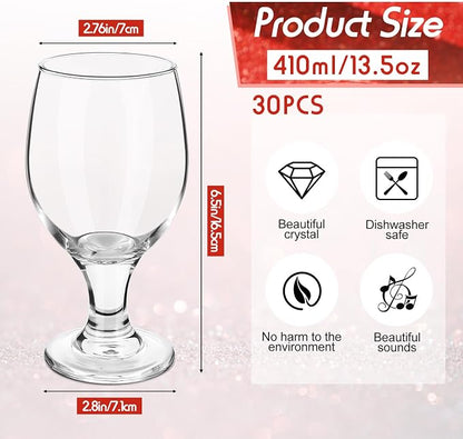 Patelai Set of 30 Water Goblet, 13.5 oz Clear Drinking Glasses Bulk Dishwasher - Image 2