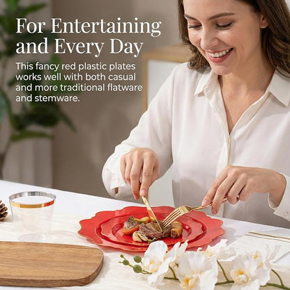 175Pcs Red Plates - Image 5