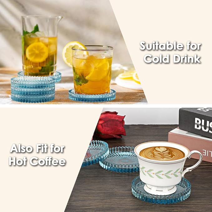 Modern Clear Coaster Set of 8- Glass Coasters - Image 5