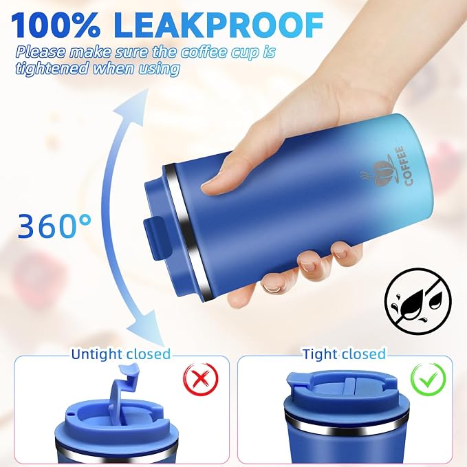 Insulated Travel Coffee Mug Reusable Coffee Tumbler Cup - Image 3