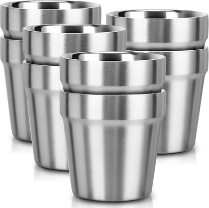 Beasea Stainless Steel Cups 6 oz, 8 Pack Small Bulk Stainless Steel Tumbler by Beasea
