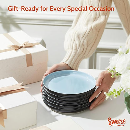 Sweese Porcelain Dessert Plates, 7.4 Inch Lightweight Round Salad Plates Set of - Image 7